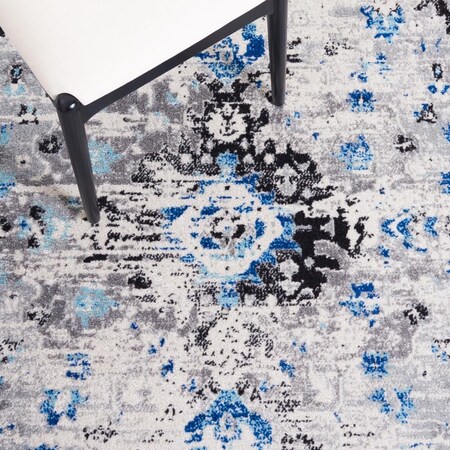 Safavieh 6 ft. 7 in. x 6 ft. 7 in. Madison Traditional Round Area Rug; Ivory & Blue MAD154M-7R